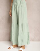 cflo Pantaloni Verde deschis cu picioare largi Palazzo cu volane și elastic în talie Dimlin
