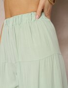 cflo Pantaloni Verde deschis cu picioare largi Palazzo cu volane și elastic în talie Dimlin