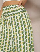 cflo Pantaloni verzi din Viscoză cu Talie Înaltă Tip Palazzo cu Elastic în Talie Tiimacella