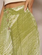 cflo Pantaloni Verzi Largi 7/8 Talie înaltă din Viscoză Finisați cu elastic în talie Risallni