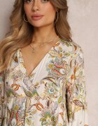 cflo Rochie Alb-Bej Oversize cu flori Iophne