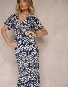 cflo Rochie Albastră de vâscoză cu Model Abstract Tuledia