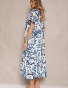 cflo Rochie Albastră din Viscoză cu croială dreaptă cu Imprimeu Floral Ranisla