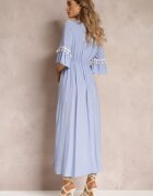 cflo Rochie Albastră Maxi cu elastic în talie cu ciucuri decorative din viscoză Zisel