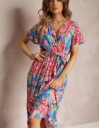 cflo Rochie Albastru-Roz Maxi din viscoză cu decolteu petrecut cu elastic în talie Lynette