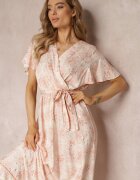 cflo Rochie Bej deschis din Viscoză cu Model Metalic și Elastic în Talie Carinalia