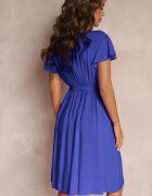 cflo Rochie Bleumarin Cloche Midi cu Cordon Legat Elemia