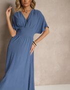 cflo Rochie Bleumarin cu Croială Evazată cu Elastic în Talie Iffine