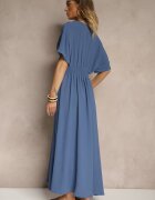 cflo Rochie Bleumarin cu Croială Evazată cu Elastic în Talie Iffine