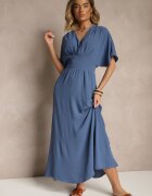 cflo Rochie Bleumarin cu Croială Evazată cu Elastic în Talie Iffine