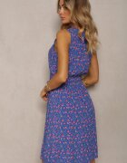 cflo Rochie Bleumarin Învelită din Vâscoză Florală Cu Elastic în Talie Innavia