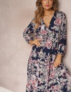 cflo Rochie bleumarin Oversize cu flori Iophne