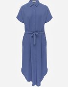 cflo Rochie cămașă bleumarin din viscoză cu centură din material în talie Gialara