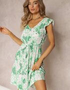 cflo Rochie Cloș Verde din Viscoză și cu curea legată Anzio