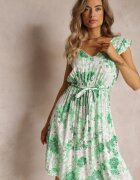 cflo Rochie Cloș Verde din Viscoză și cu curea legată Anzio
