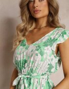 cflo Rochie Cloș Verde din Viscoză și cu curea legată Anzio