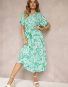 cflo Rochie Cloș Verde Mentă Florală cu volan Humina