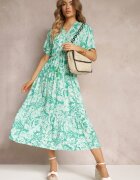cflo Rochie Cloș Verde Mentă Florală cu volan Humina