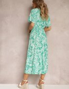 cflo Rochie Cloș Verde Mentă Florală cu volan Humina