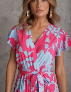 cflo Rochie de cocktail Roz-Albastru Petrecută Plisată cu elastic și curea în talie Benelsea