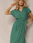 cflo Rochie de vară Verde tip plic legată în talie din vâscoză Meridase