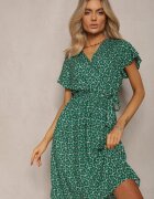cflo Rochie de vară Verde tip plic legată în talie din vâscoză Meridase