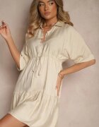 cflo Rochie din vâscoză Bej deschis cu croială tip cămașă și cordon în talie Nanovias