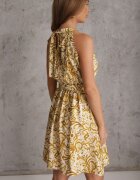cflo Rochie din viscoză cu tip cravată la ceafă și imprimeu geometric Celeo Galbenă