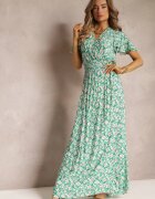 cflo Rochie Evazată Verde din viscoză și cu imprimeu la modă Vildei