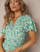 cflo Rochie Evazată Verde din viscoză și cu imprimeu la modă Vildei