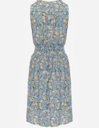 cflo Rochie Florală Albastră deschis Midi din Viscoză Fără Mâneci cu Elastic în Talie Sarunna