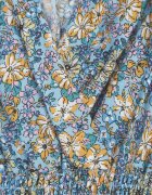 cflo Rochie Florală Albastră deschis Midi din Viscoză Fără Mâneci cu Elastic în Talie Sarunna