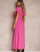 cflo Rochie fucsia din viscoză cu decolteu petrecut și elastic în talie Shura