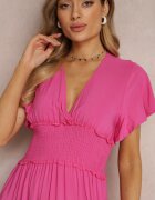 cflo Rochie fucsia din viscoză cu decolteu petrecut și elastic în talie Shura