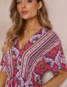 cflo Rochie Fucsia din Viscoză Maxi cu elastic în talie și Volan Cophine
