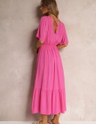 cflo Rochie Fucsia Din viscoză Maxi Cu șnur Cu ciucuri și elastic În talie Tresis