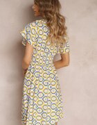 cflo Rochie Galbenă Tip petrecut Mini cu elastic în talie din viscoză Samata