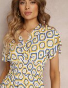 cflo Rochie Galbenă Tip petrecut Mini cu elastic în talie din viscoză Samata