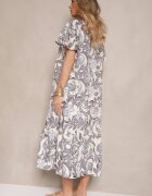 cflo Rochie Gri din viscoză cu croi cutie cu imprimeu floral Ranisla