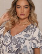 cflo Rochie Gri din viscoză cu croi cutie cu imprimeu floral Ranisla