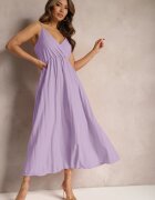 cflo Rochie Lungă Violet tip Plic cu croi evazat cu bretele Kaemera