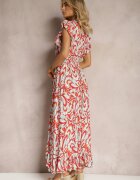 cflo Rochie Maro Boho cu Elastic în Talie și Tiv Asimetric din Viscoză Anorissa