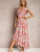 cflo Rochie Maro Boho cu Elastic în Talie și Tiv Asimetric din Viscoză Anorissa