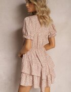 cflo Rochie Maro deschis Decorată cu volane cu elastic în talie și mâneci bufante Ornefia