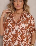 cflo Rochie Maro din viscoză stil cămașă cu model ornamental Inisaria