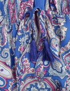 cflo Rochie Maxi Albastru-Fuchsia din Vâscoză cu elastic în talie decorată cu model Paisley Larite