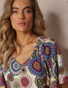 cflo Rochie Maxi din viscoză Alb-Bleumarin Florală cu poală amplă și volan Pathna