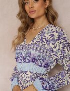 cflo Rochie Maxi Violet-bej cu Imprimeu Floral din Viscoză Vellu