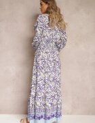 cflo Rochie Maxi Violet-bej cu Imprimeu Floral din Viscoză Vellu