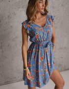 cflo Rochie Mini Albastră cu Viscoză cu Elastic în Talie Farlock